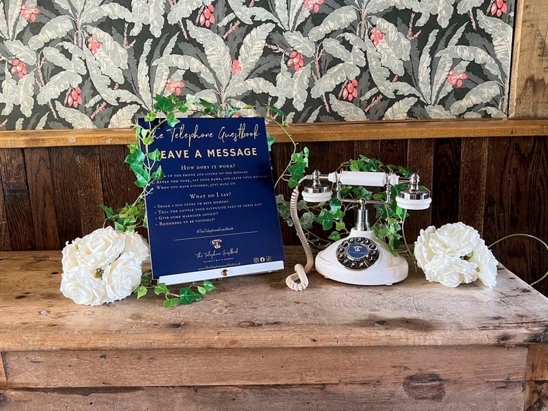 This photos shows an audio wedding guestbook from The Telephone Guestbook. The bridal market is crowded with companies renting or selling vintage phones for guests to record their well wishes. (Andy White via AP)