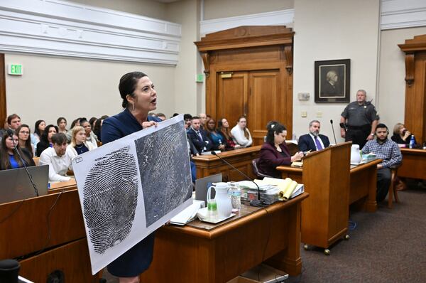 Prosecutor Sheila Ross presents her closing arguments before Superior Court Judge H. Patrick Haggard during a trial of Jose Ibarra at Athens-Clarke County Superior Court, Wednesday, Nov. 20, 2024, in Athens, Ga. (Hyosub Shin/Atlanta Journal-Constitution via AP, Pool)