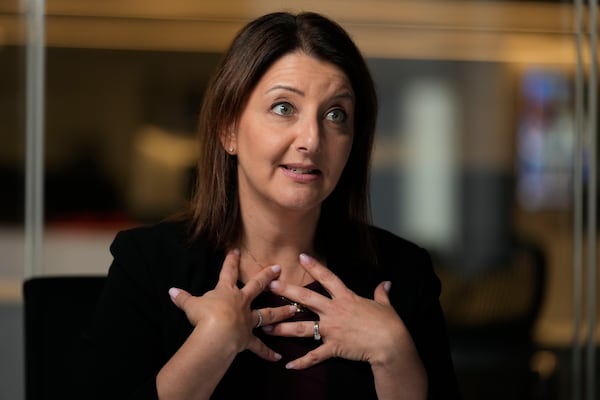 CDC director Dr. Mandy Cohen speaks during an interview with The Associated Press in New York, Monday, Nov. 25, 2024. (AP Photo/Seth Wenig)