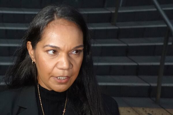 Kristal Hilaire, a daughter of Australian citizen Donna Nelson, speaks to reporters at the Chiba District Court after the verdict for Nelson in a drug smuggling case, Wednesday, Dec. 4, 2024, in Chiba, east of Tokyo. (AP Photo/Mari Yamaguchi)