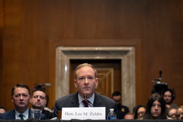 Former Rep. Lee Zeldin, R-N.Y., President-elect Donald Trump's pick to head the Environmental Protection Agency, appears before the Senate Environment and Public Works Committee on Capitol Hill, Thursday, Jan. 16, 2025, in Washington. (AP Photo/Mark Schiefelbein)