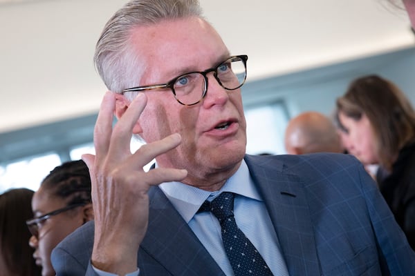 FILE - Delta Air Lines CEO Ed Bastian talks at the new Terminal C at LaGuardia Airport on Oct. 29, 2019 in New York. (AP Photo/Mark Lennihan, File)