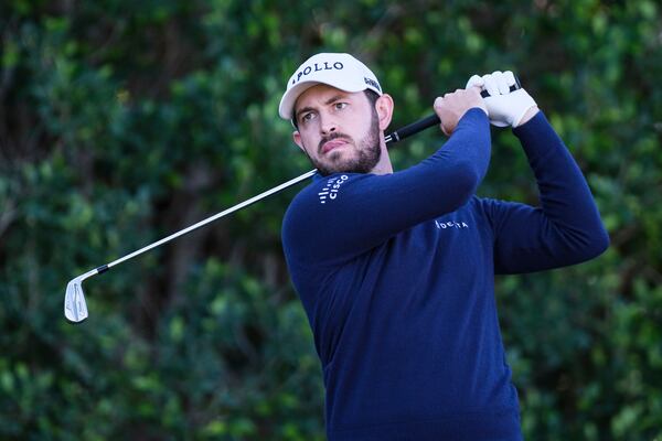 Patrick Cantlay hits from the third tee at La Quinta Country Club Course during the first round of the American Express golf tournament in La Quinta, Calif., Thursday, Jan. 16, 2025. (AP Photo/William Liang)