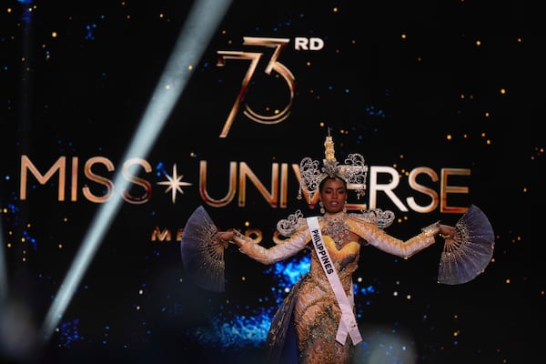 Miss Philippines Chelsea Manalo competes in the national costume competition at the Miss Universe Beauty Pageant in Mexico City, Thursday, Nov. 14, 2024. (AP Photo/Fernando Llano)