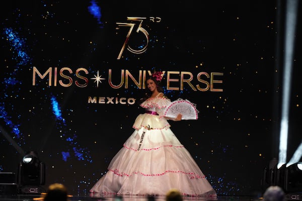 Miss Puerto Rico Jennifer Colón competes in the national costume competition at the Miss Universe Beauty Pageant in Mexico City, Thursday, Nov. 14, 2024. (AP Photo/Fernando Llano)