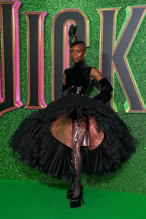 Cynthia Erivo poses for photographers upon arrival at the premiere of the film 'Wicked' on Monday, Nov. 18, 2024, in London. (Photo by Scott A Garfitt/Invision/AP)