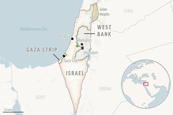 This is a locator map of Israel and the Palestinian Territories. (AP Photo)