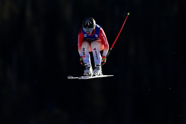 Switzerland's Lara Gut-Behrami competes during a women's World Cup downhill skiing race, Saturday, Dec. 14, 2024, in Beaver Creek, Colo. (AP Photo/John Locher)