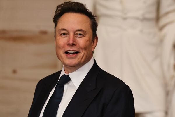 Elon Musk arrives before the 60th Presidential Inauguration in the Rotunda of the U.S. Capitol in Washington, Monday, Jan. 20, 2025. (Chip Somodevilla/Pool Photo via AP)