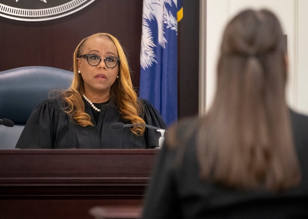 9th Circuit Court Judge Deadra Jefferson listens to Jamie Lee Komoroski plea guilty to multiple charges after a 2023 crash that killed Samantha Miller, Monday, Dec. 2, 2024, in Charleston, S.C. (Henry Taylor/The Post And Courier via AP)