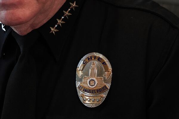 Los Angeles Police Department Chief Jim McDonnell sits for an interview with The Associated Press in Los Angeles, Wednesday, Dec. 4, 2024. (AP Photo/Jae C. Hong)