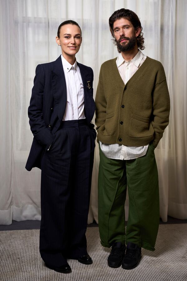 Keira Knightley, left, and Ben Whishaw pose for portrait photographs to promote the television series "Black Doves" on Sunday, Oct. 27, 2024, in London. (Photo by Scott A Garfitt/Invision/AP)