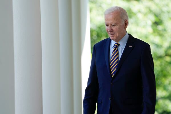 FILE - President Joe Biden walks to speak in the Rose Garden of the White House in Washington, May 11, 2023. . (AP Photo/Susan Walsh, File)