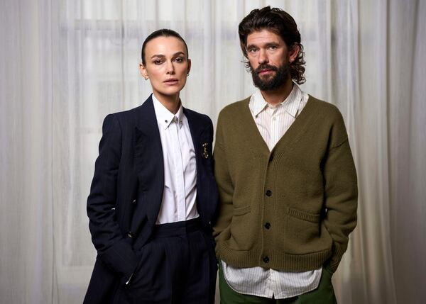 Keira Knightley, left, and Ben Whishaw pose for portrait photographs to promote the television series "Black Doves" on Sunday, Oct. 27, 2024, in London. (Photo by Scott A Garfitt/Invision/AP)