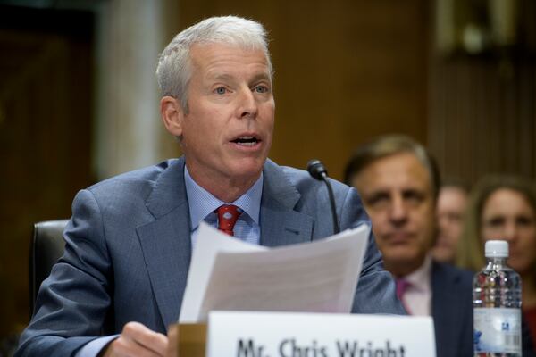 Chris Wright, President-elect Donald Trump's nominee to be Secretary of Energy appears before the Senate Committee on Energy and Natural Resources for his confirmation hearing on Capitol Hill, Wednesday, Jan. 15, 2025, in Washington. (AP Photo/Rod Lamkey, Jr.)