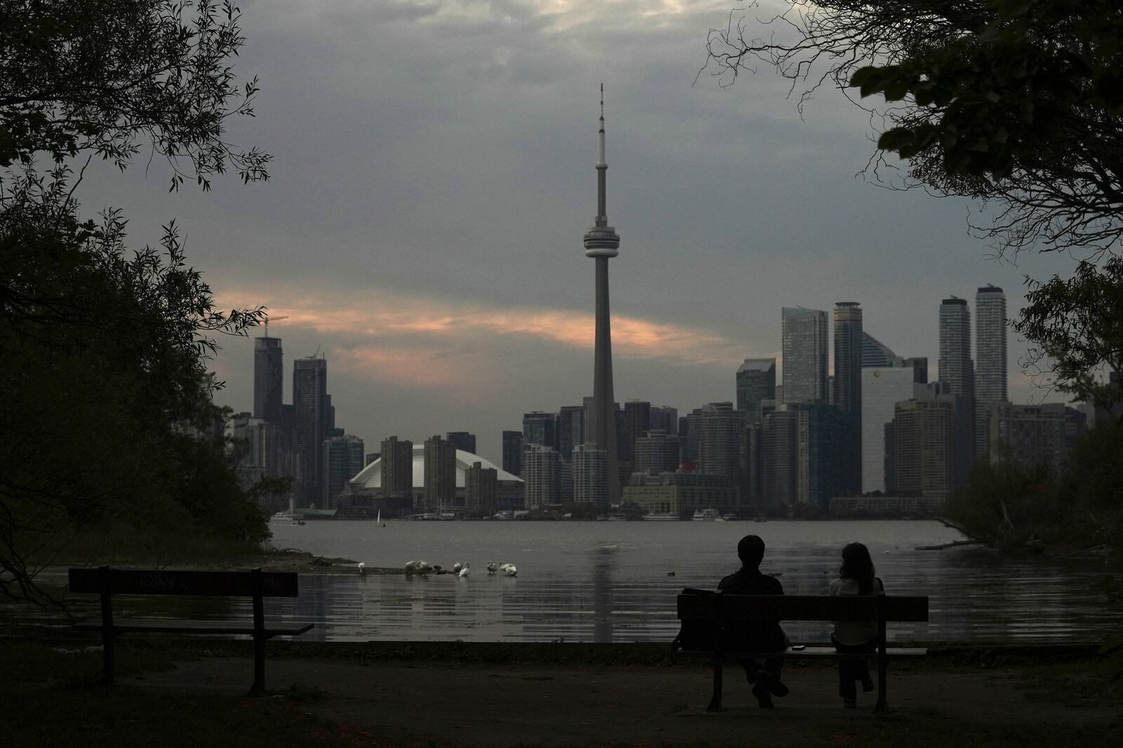 The Toronto skyline is seen from Wards Island in Toronto on Thursday, Sept. 19, 2024. (AP Photo/Angie Wang)