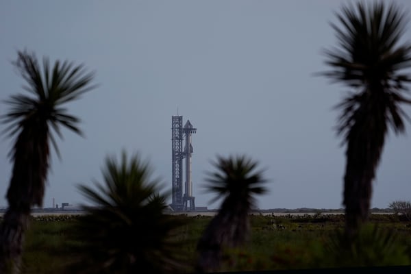 SpaceX's mega rocket Starship is prepared for an afternoon test flight from Starbase in Boca Chica, Texas, Tuesday, Nov. 19, 2024. (AP Photo/Eric Gay)