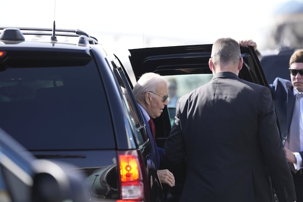 President Joe Biden gets ready to depart from Amilcar Cabral international airport on Sal island, Cape Verde Monday, Dec. 2, 2024, en route to Angola as he makes his long-promised visit to Africa. (AP Photo/Ben Curtis)