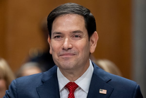 Sen. Marco Rubio, R-Fla., President-elect Donald Trump's choice to be Secretary of State, appears before the Senate Foreign Relations Committee for his confirmation hearing, at the Capitol in Washington, Wednesday, Jan. 15, 2025. (AP Photo/Alex Brandon)