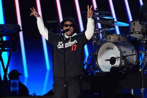 Anderson .Paak performs during the FireAid benefit concert on Thursday, Jan. 30, 2025, at The Forum in Inglewood, Calif. (AP Photo/Chris Pizzello)