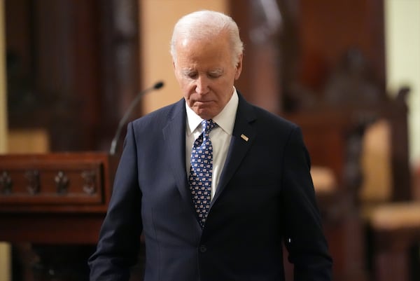 President Joe Biden walks after speaking during an interfaith prayer service for the victims of the deadly New Years truck attack, at St. Louis Cathedral in New Orleans, Monday, Jan. 6, 2025. (AP Photo/Gerald Herbert)