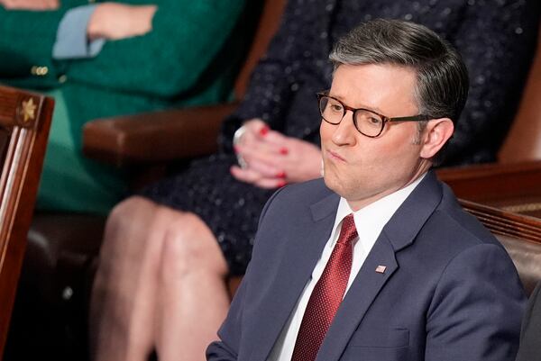 House Speaker Mike Johnson, R-La., is pictured as the House of Representatives meets to elect a speaker and convene the new 119th Congress at the Capitol in Washington, Friday, Jan. 3, 2025. (AP Photo/Mark Schiefelbein)