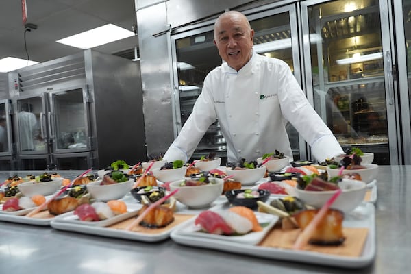 Chef Nobu Matsuhisa attends a media preview for the 82nd Golden Globes on Monday, Dec. 9, 2024, at the Beverly Hilton Hotel in Beverly Hills, Calif. The 82nd Golden Globes will be held on Sunday, Jan. 5, 2025. (AP Photo/Chris Pizzello)