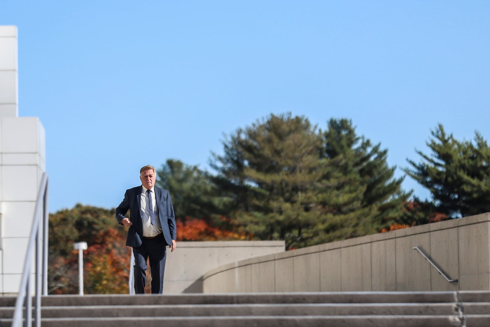 James Jacobson walks outside of the federal courthouse before his arraignment on sex trafficking and interstate prostitution charges connected to the former CEO of Abercrombie & Fitch, Friday, Oct. 25, 2024, in Central Islip, N.Y. (AP Photo/Heather Khalifa)