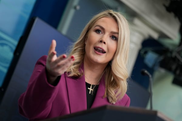 White House press secretary Karoline Leavitt speaks at the daily briefing at the White House in Washington, Tuesday, Jan. 28, 2025. (AP Photo/Ben Curtis)