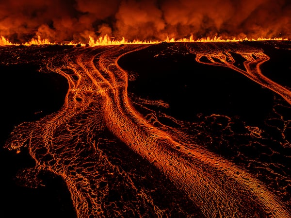 A new volcanic eruption that started on the Reykjanes Peninsula in Iceland, Wednesday, Nov.20, 2024. (AP Photo/Marco di Marco)