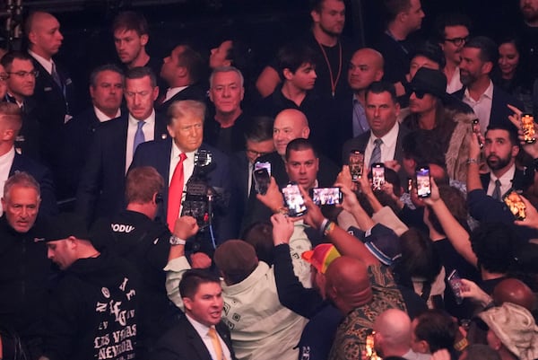 President-elect Donald Trump arrives at UFC 309 at Madison Square Garden, Saturday, Nov. 16, 2024, in New York. (AP Photo/Evan Vucci)