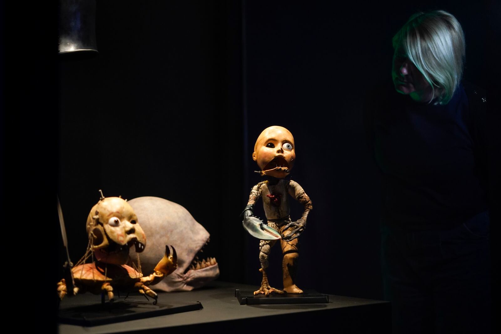 Objects and creations are on display at The World of Tim Burton exhibition at the Design Museum, in London, Monday, Oct. 21, 2024. The major exhibition sees Tim Burton's personal archives on display for the first time, featuring 600 items from his nearly fifty years long career. (AP Photo/Alberto Pezzali)