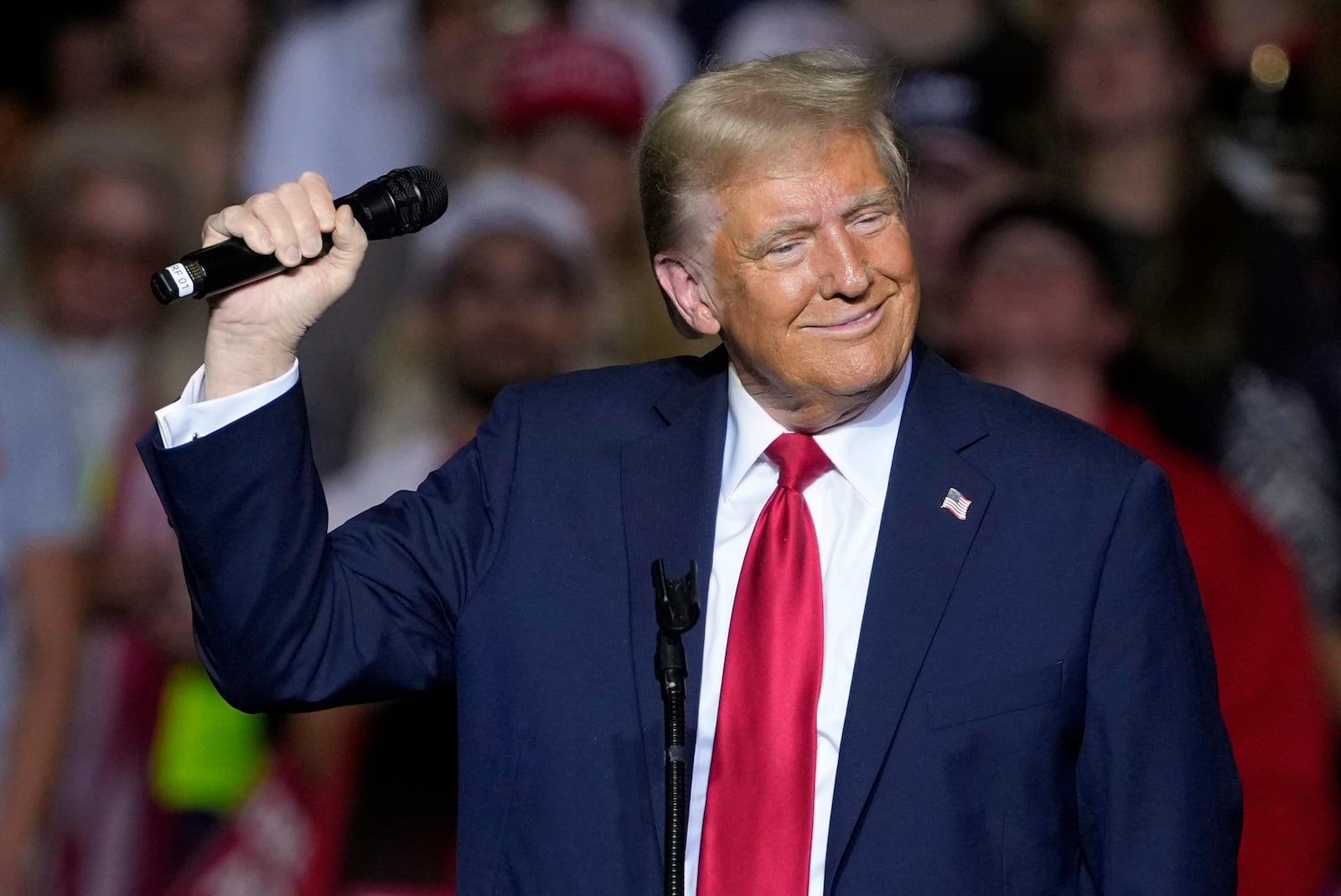 Republican presidential nominee former President Donald Trump speaks at a campaign rally Friday, Nov. 1, 2024, in Milwaukee. (AP Photo/Morry Gash)