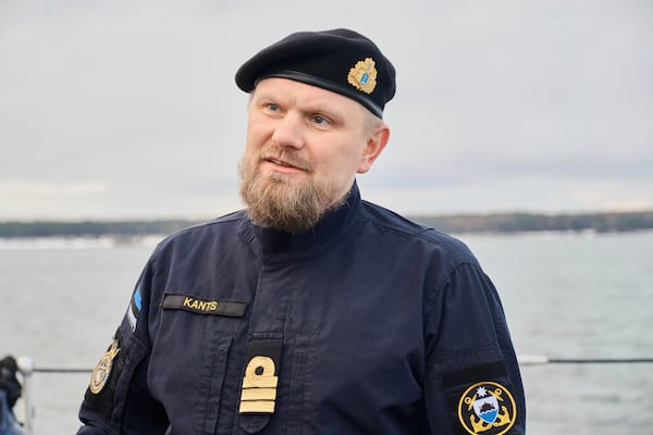 Lt. Cmdr. Meelis Kants of the Estonian navy patrols the Baltic Sea on Thursday, Jan. 9, 2025. (AP Photo/Hendrik Osula)