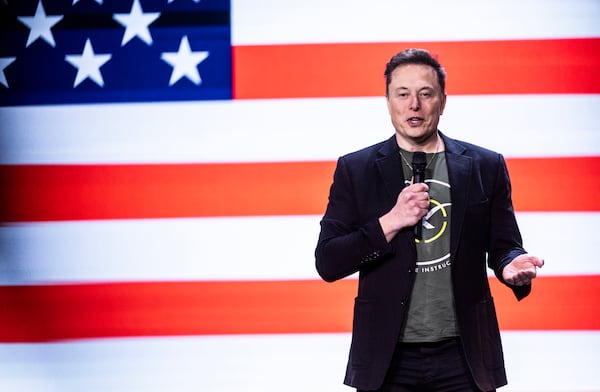 FILE - Elon Musk speaks at Life Center Church in Harrisburg, Pa., on Oct. 19, 2024. (Sean Simmers/The Patriot-News via AP, File)