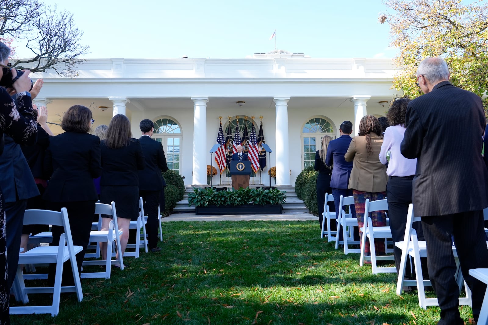 President Joe Biden speaks in the Rose Garden of the White House in Washington, Thursday, Nov. 7, 2024. (AP Photo/Susan Walsh)