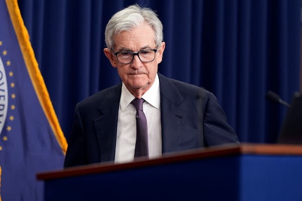 Federal Reserve Board Chairman Jerome Powell arrives for a news conference at the Federal Reserve, Wednesday, Dec. 18, 2024, in Washington. (AP Photo/Jacquelyn Martin)