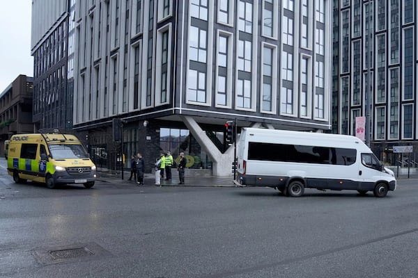 An escorted prison van believed to contain Axel Rudakubana leaves Liverpool Crown Court in Liverpool, England, Monday, Jan. 20, 2025 where Rudakubana is charged with killing three girls and wounding 10 other people in a stabbing rampage at a Taylor Swift-themed dance class in England last summer.(AP Photo/Jon Super)