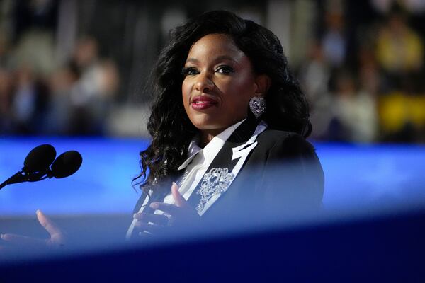 FILE - Rep. Jasmine Crockett, D-Texas, speaks at the Democratic National Convention, Monday, Aug. 19, 2024, in Chicago. (AP Photo/Stephanie Scarbrough, File)