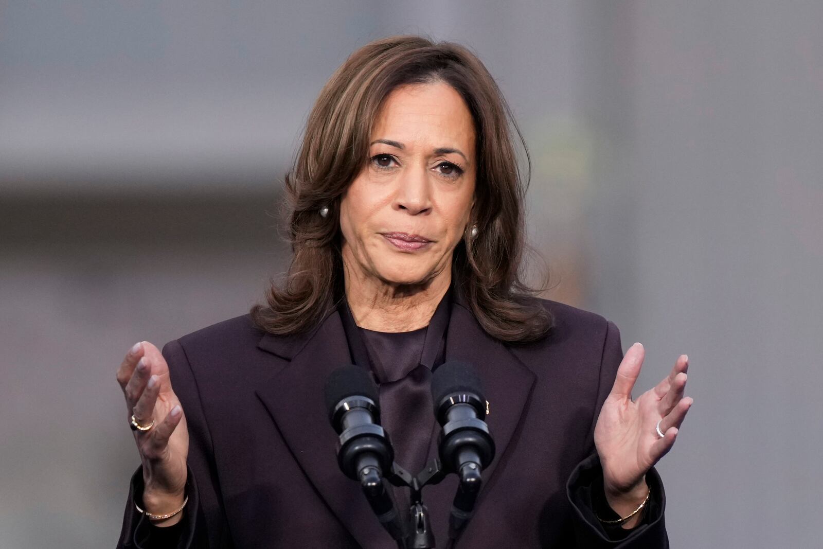 Vice President Kamala Harris delivers a concession speech for the 2024 presidential election on the campus of Howard University in Washington, Wednesday, Nov. 6, 2024. (AP Photo/Ben Curtis)