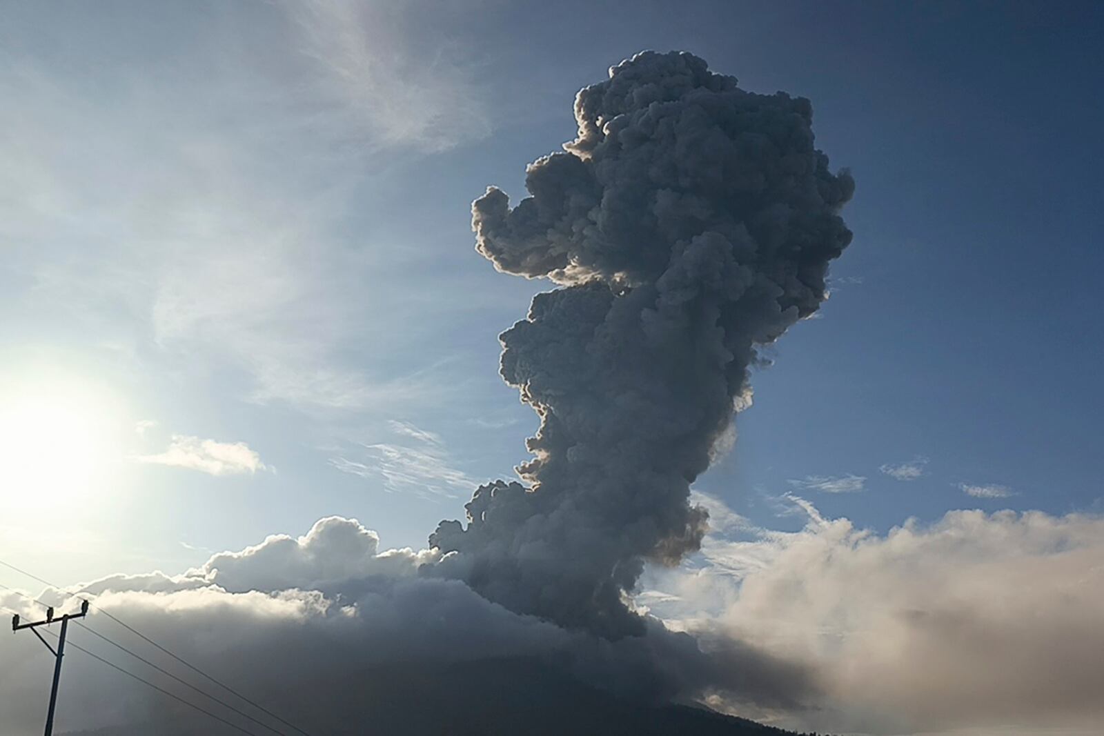 Mount Lewotobi Laki-Laki spews volcanic materials during an eruption, in East Flores, Indonesia, Thursday, Nov, 7, 2024. (AP Photo)