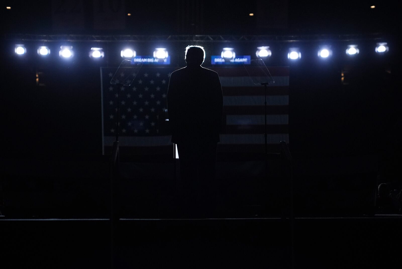 Republican presidential nominee former President Donald Trump speaks during a campaign rally at Santander Arena, Monday, Nov. 4, 2024, in Reading, Pa. (AP Photo/Evan Vucci)