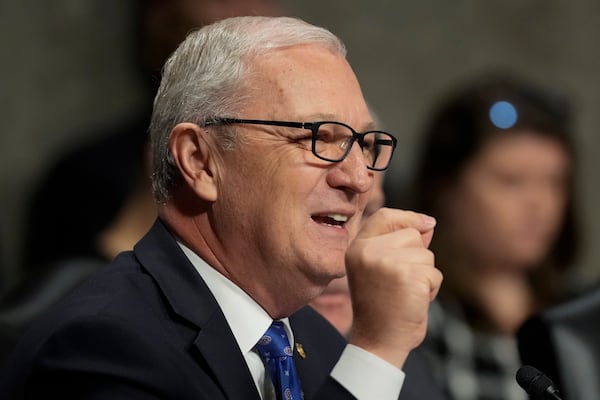 Sen. Kevin Cramer, R-N.D., speaks during the Senate Armed Services Committee confirmation hearing for Pete Hegseth, President-elect Donald Trump's choice to be Defense secretary, at the Capitol in Washington, Tuesday, Jan. 14, 2025. (AP Photo/Ben Curtis)