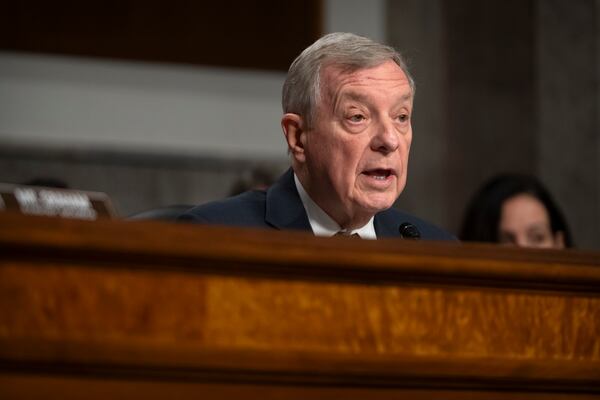 Committee chairman Sen. Dick Durbin, D-Ill., speaks during a hearing of the Senate Committee on the Judiciary on Capitol Hill, Tuesday, Dec. 10, 2024, in Washington. (AP Photo/Mark Schiefelbein)