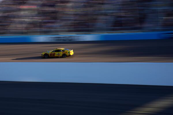 Joey Logano drives during a NASCAR Cup Series Championship auto race at Phoenix Raceway, Sunday, Nov. 10, 2024, in Avondale, Ariz. (AP Photo/John Locher)