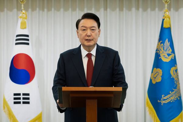 FILE - In this photo provided by the South Korean President Office, the country's President Yoon Suk Yeol speaks at the presidential residence in Seoul, South Korea, Dec. 14, 2024. (South Korean Presidential Office via AP, File)