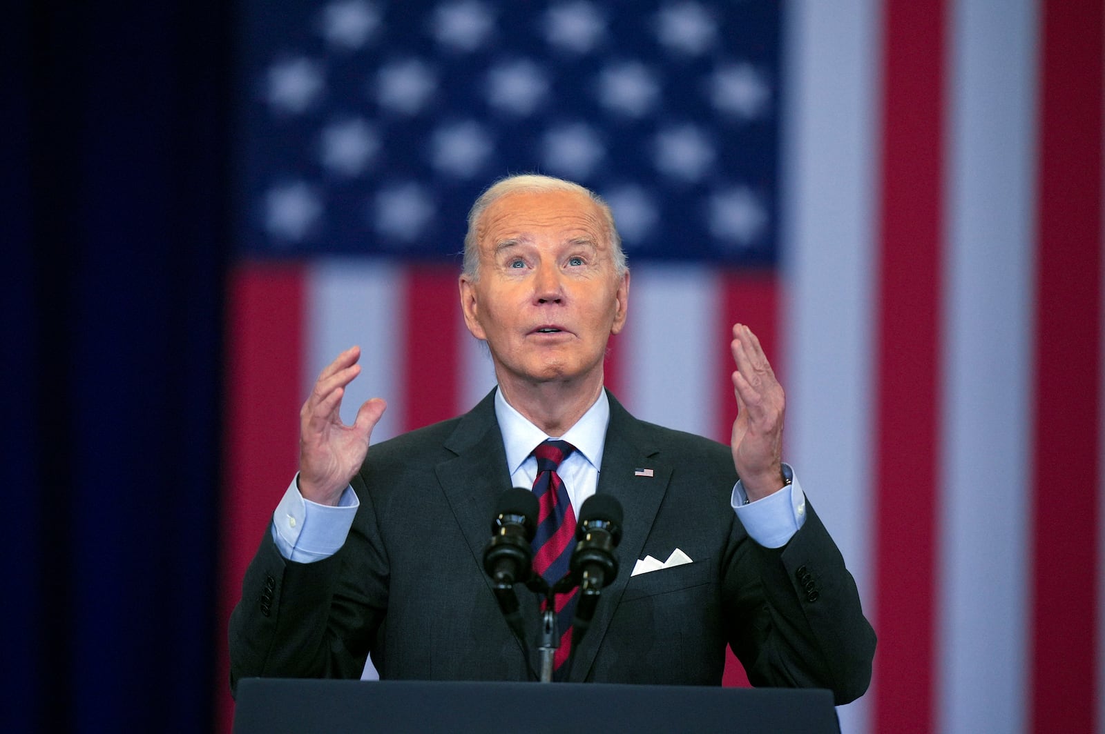 President Joe Biden delivers remarks on lowering the cost of prescription drugs, at NHTI Concord Community College, Tuesday, Oct. 22, 2024, in Concord, N.H.. (AP Photo/Steven Senne)