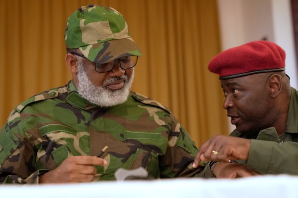 Rebel leader of rebel group of Alliance Fleuve Congo (AFC) including M23, Corneille Nangaa, addresses a news conference in Goma, Democratic republic of the Congo, Thursday, Jan. 30, 2025. (AP Photo/Brian Inganga)