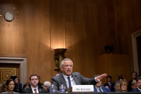 Robert F. Kennedy, Jr., President Trump's nominee to serve as Secretary of Health and Human Services testifies during a Senate Committee on Health, Education, Labor and Pensions hearing for his pending confirmation on Capitol Hill, Thursday, Jan. 30, 2025, in Washington. (AP Photo/Rod Lamkey, Jr.)