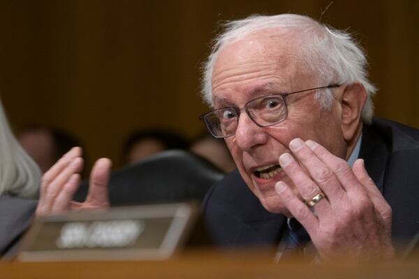 Sen. Bernie Sanders, I-Vt., speaks during the confirmation hearing for Robert F. Kennedy, Jr., President Trump's nominee to serve as Secretary of Health and Human Services, during a Senate Committee on Health, Education, Labor and Pensions hearing on Capitol Hill, Thursday, Jan. 30, 2025, in Washington. (AP Photo/Rod Lamkey, Jr.)